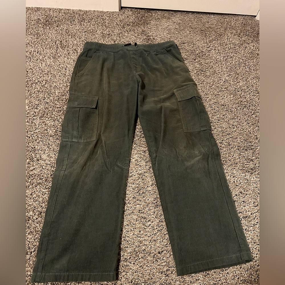 PacSun Baggy Green Corduroy Cargo Pants